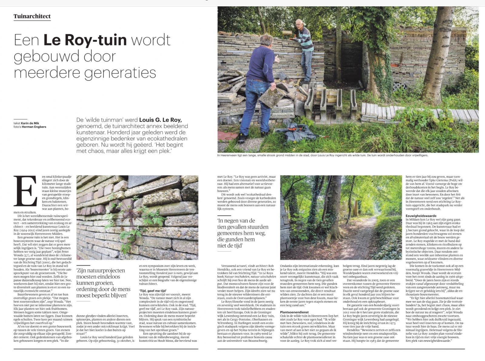 artikel trouw le roy tuin ecokathedraal honderd jaar le roy